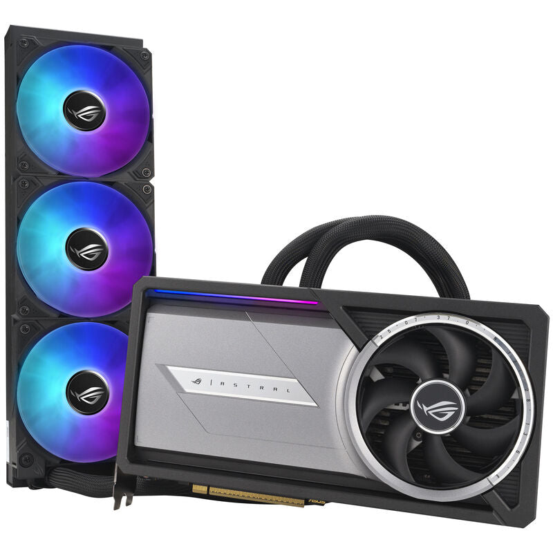 Baksiden av ASUS ROG Astral RTX 5090 LC grafikkort
