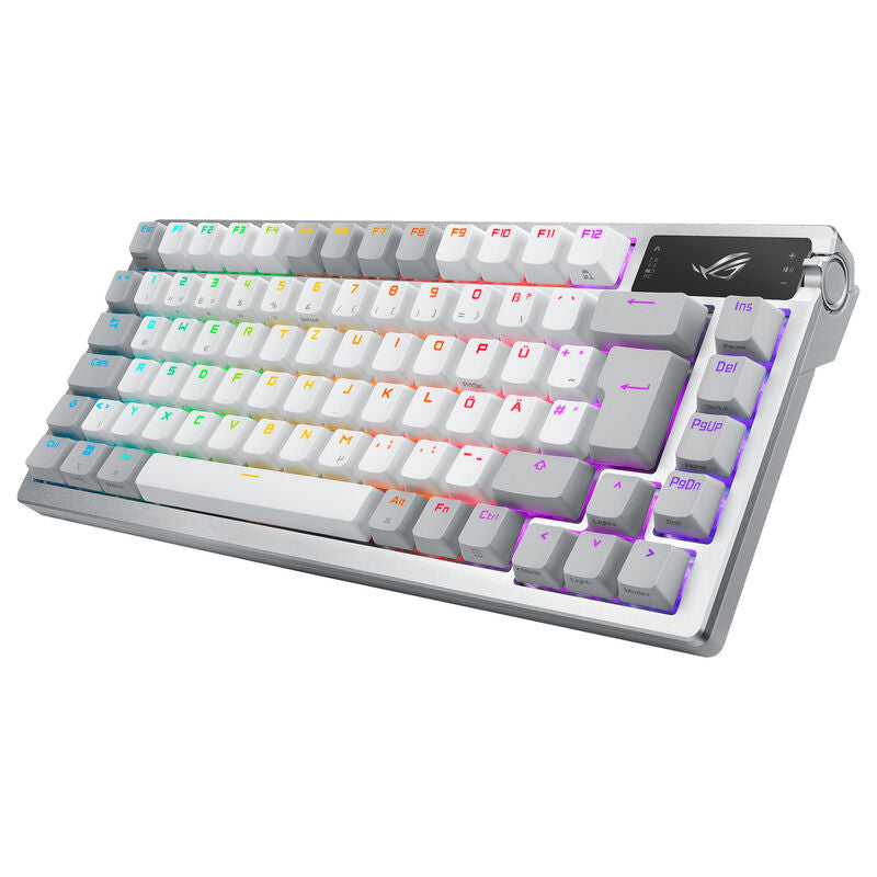 ASUS ROG Azoth trådløs gamingtastatur 75% Hot-Swap OLED hvit forfra