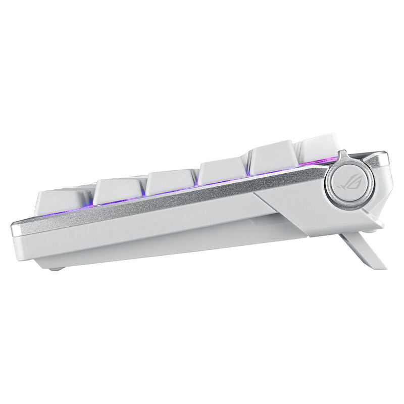 Montert ASUS ROG Azoth trådløs gamingtastatur 75% Hot-Swap OLED hvit på skrivebord