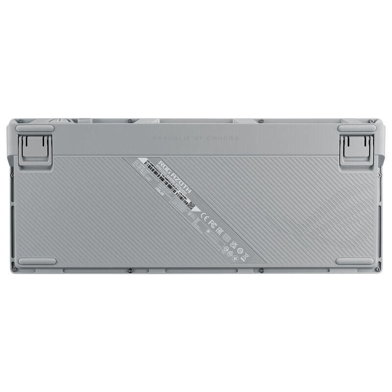 Sideprofil av ASUS ROG Azoth trådløs gamingtastatur 75% Hot-Swap OLED hvit