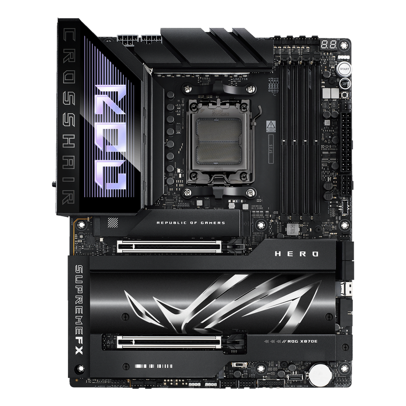 Detalj av ASUS ROG Crosshair X870E Hero PCIe-spor