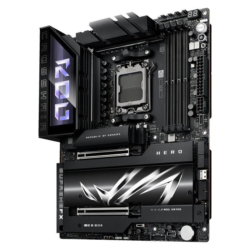 Nærbilde av ASUS ROG Crosshair X870E Hero USB-porter