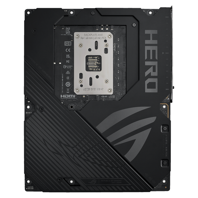 ASUS ROG Crosshair X870E Hero med tilkoblinger