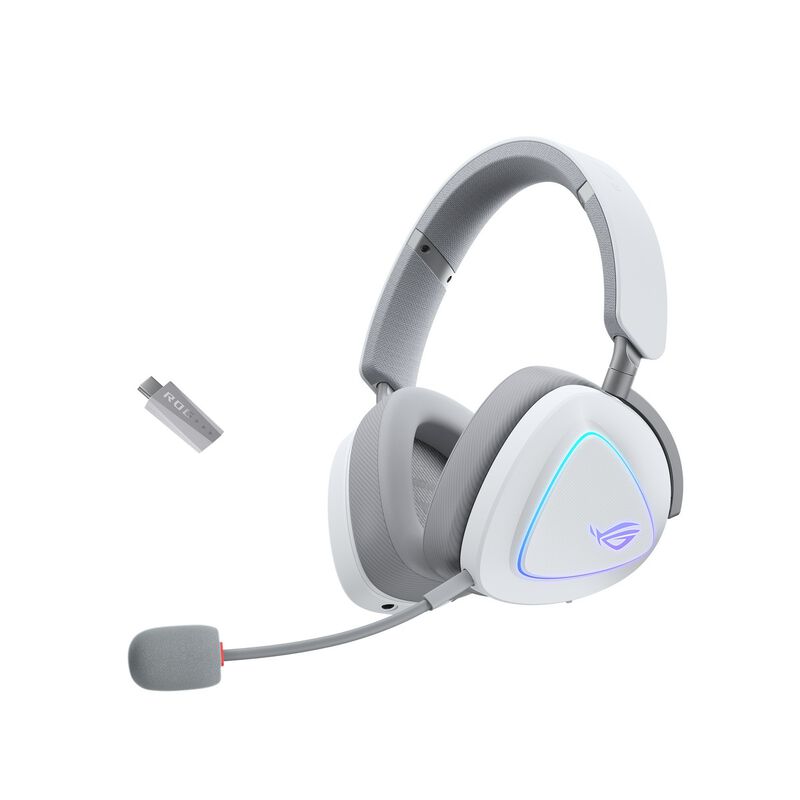 ASUS ROG Delta II Wireless gamingheadset tri-mode RGB hvit forfra