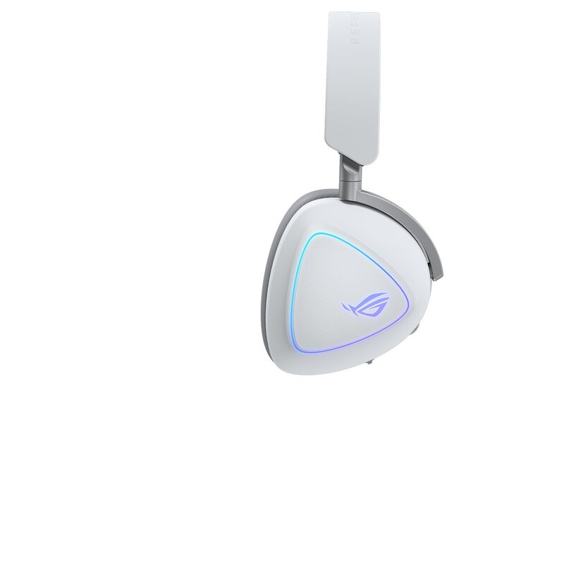 ASUS ROG Delta II Wireless gamingheadset tri-mode RGB hvit montert på hode