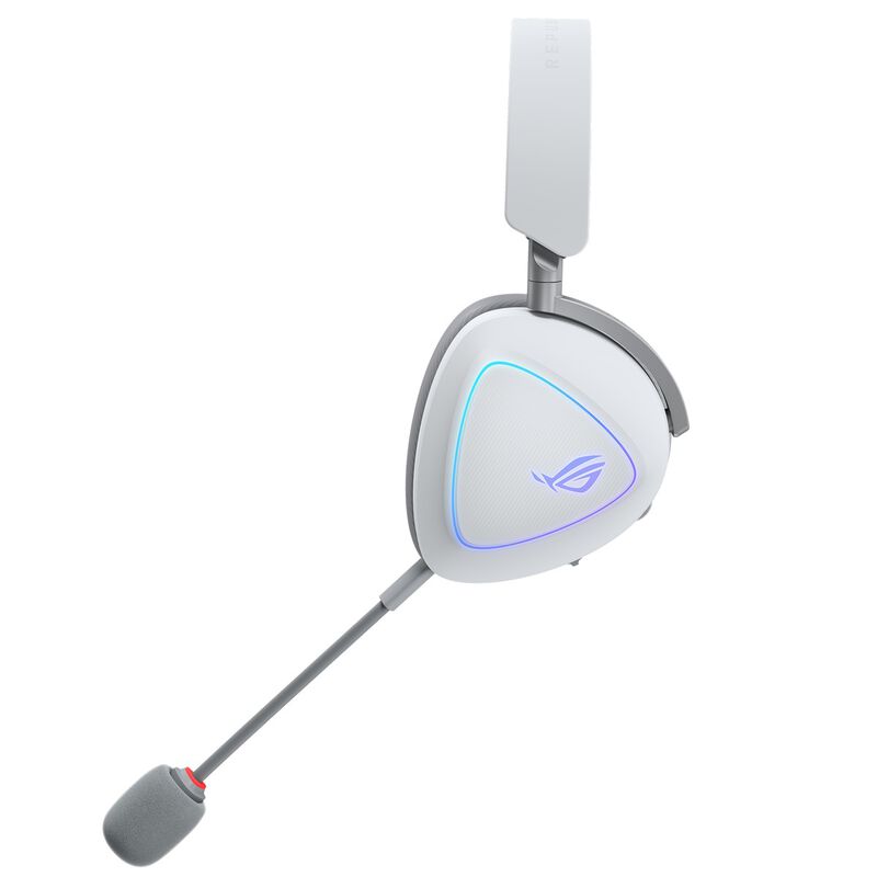 Nærbilde av mikrofon på ASUS ROG Delta II Wireless gamingheadset tri-mode RGB hvit