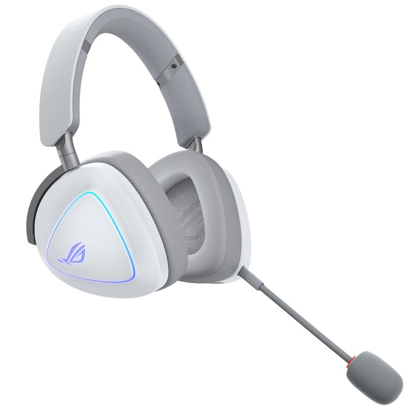 Sideprofil av ASUS ROG Delta II Wireless gamingheadset tri-mode RGB hvit
