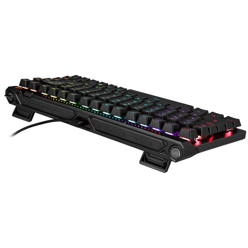 Detalj av ASUS ROG Falchion Ace 75 HE gamingtastatur RGB-belysning