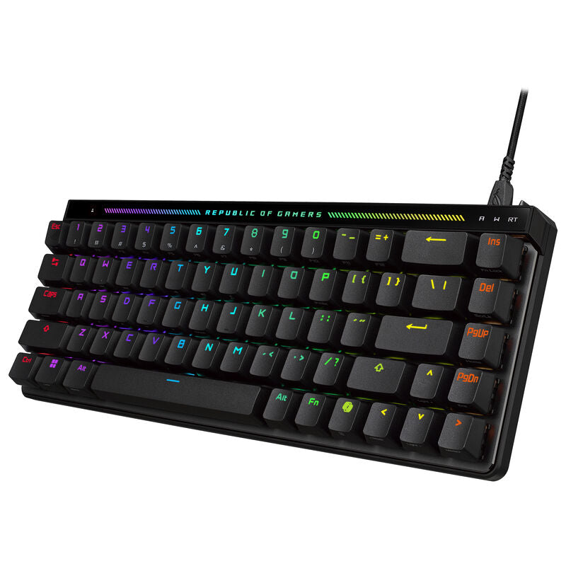Detalj av ASUS ROG Falchion Ace HFX gamingtastatur 65 % RGB svart touchpanel