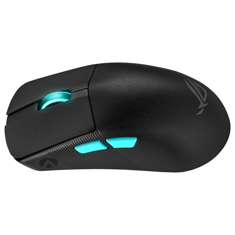 Nærbilde av ASUS ROG Harpe Ace Aim Lab Edition trådløs gamingmus sensor