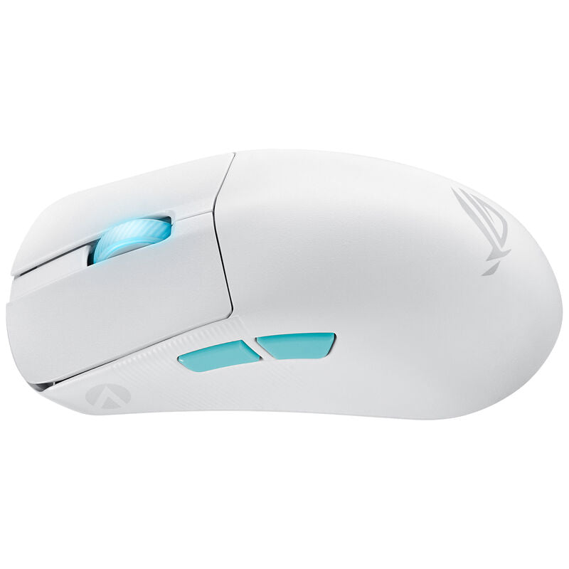 Montert ASUS ROG Harpe Ace Aim Lab trådløs gamingmus 36K DPI hvit på musematte