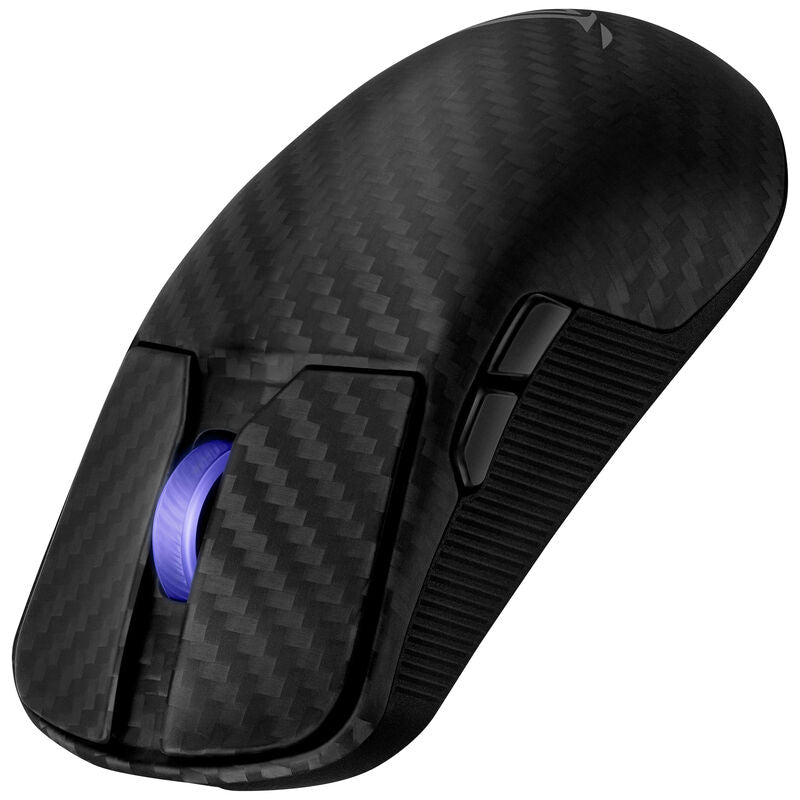 ASUS ROG Harpe Ace Extreme trådløs gamingmus montert på musematte