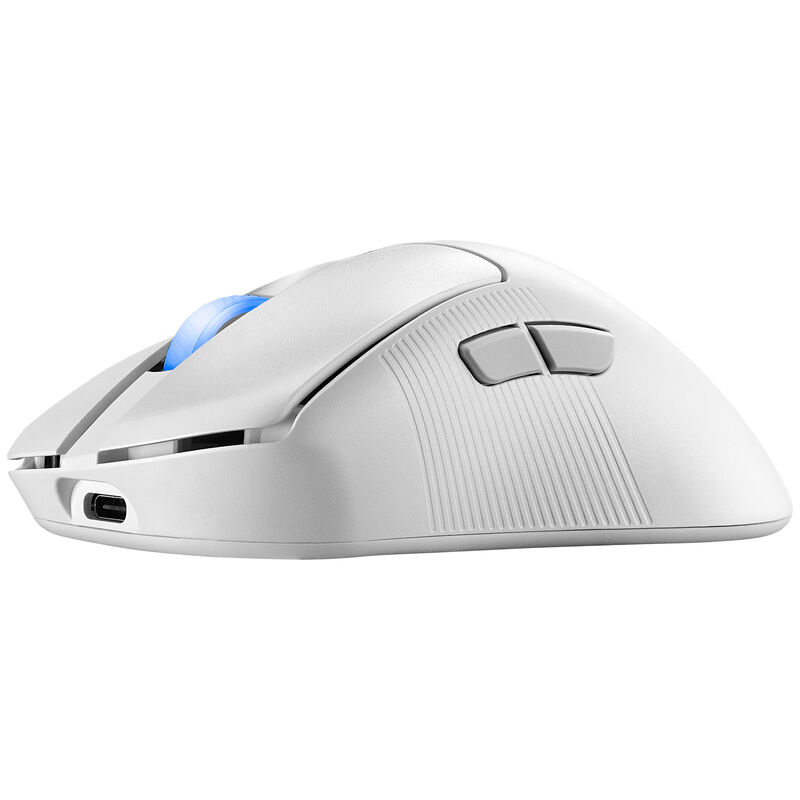 Nærbilde av knappene på ASUS ROG Keris II Ace trådløs gamingmus 42000 DPI hvit