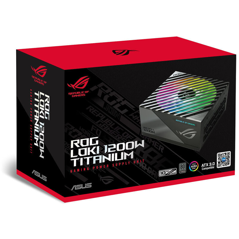 Pakkeinnhold og kabler til ASUS ROG Loki SFX-L strømforsyning