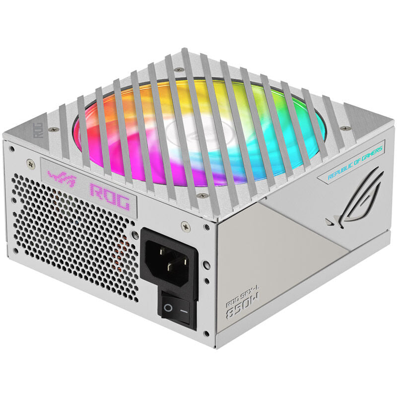 Detalj av ASUS ROG Loki SFX-L strømforsyning 850 W hvit ventilasjon