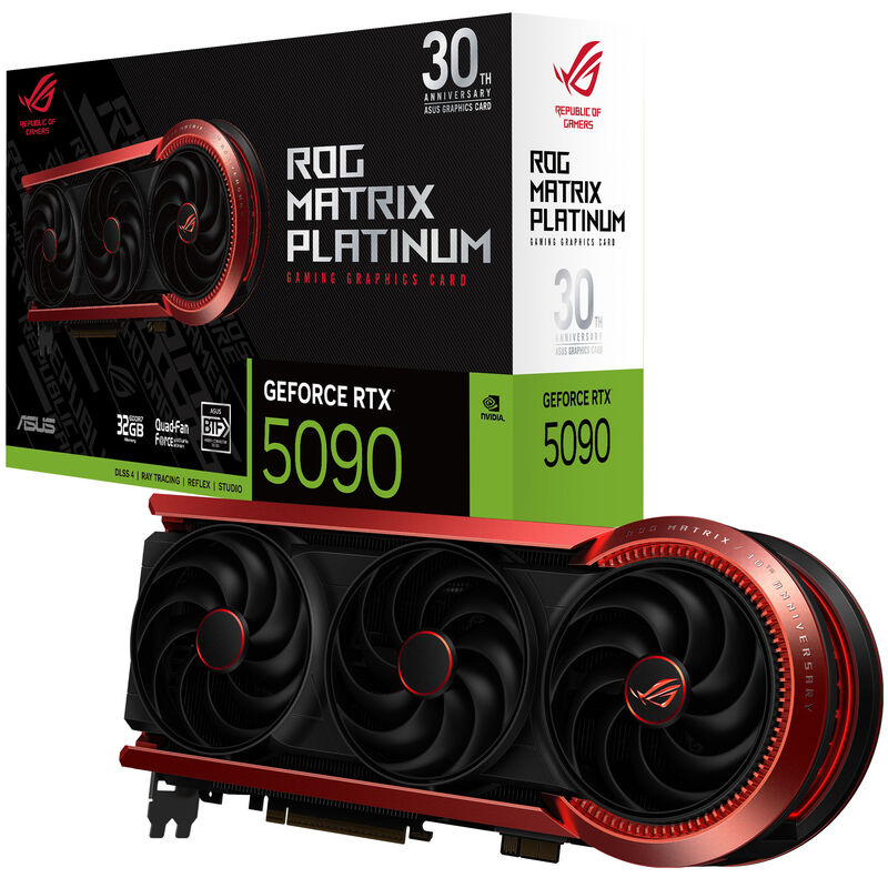 ASUS ROG Matrix Platinum RTX 5090 30th Anniversary grafikkort forfra
