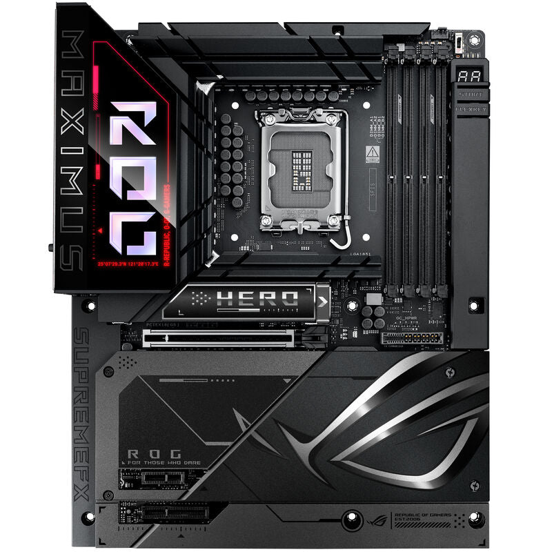 Detalj av ASUS ROG Maximus Z890 Hero BTF hovedkort PCIe-porter