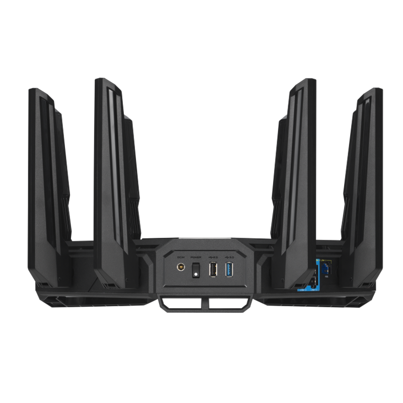 ASUS ROG Rapture GT-BE19000 WiFi 7 gamingruter RGB detalj av knapper