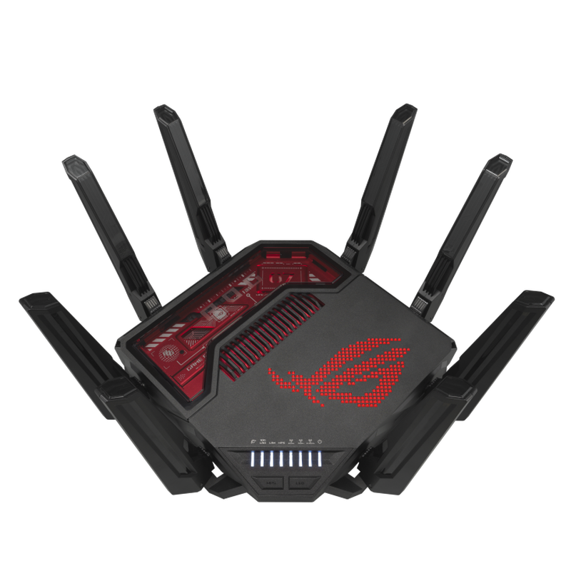 ASUS ROG Rapture GT-BE19000 WiFi 7 gamingruter RGB bakside