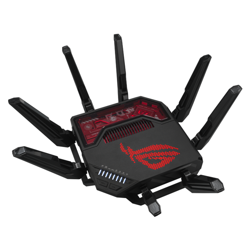 ASUS ROG Rapture GT-BE19000 WiFi 7 gamingruter RGB portside