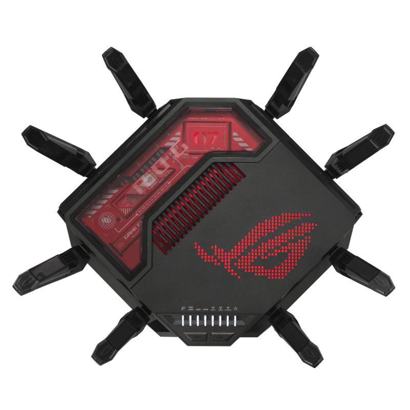 Oversikt ASUS ROG Rapture GT-BE19000 WiFi 7 gamingruter RGB