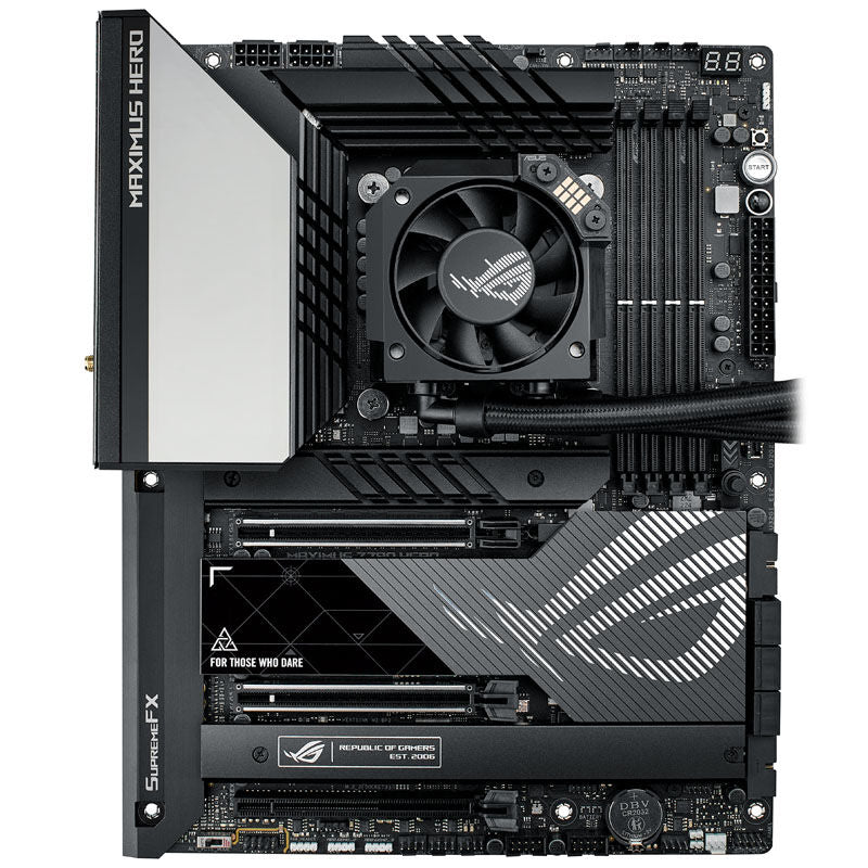 Sideprofil av ASUS ROG Ryujin III 240 AIO vannkjøling med display svart radiator