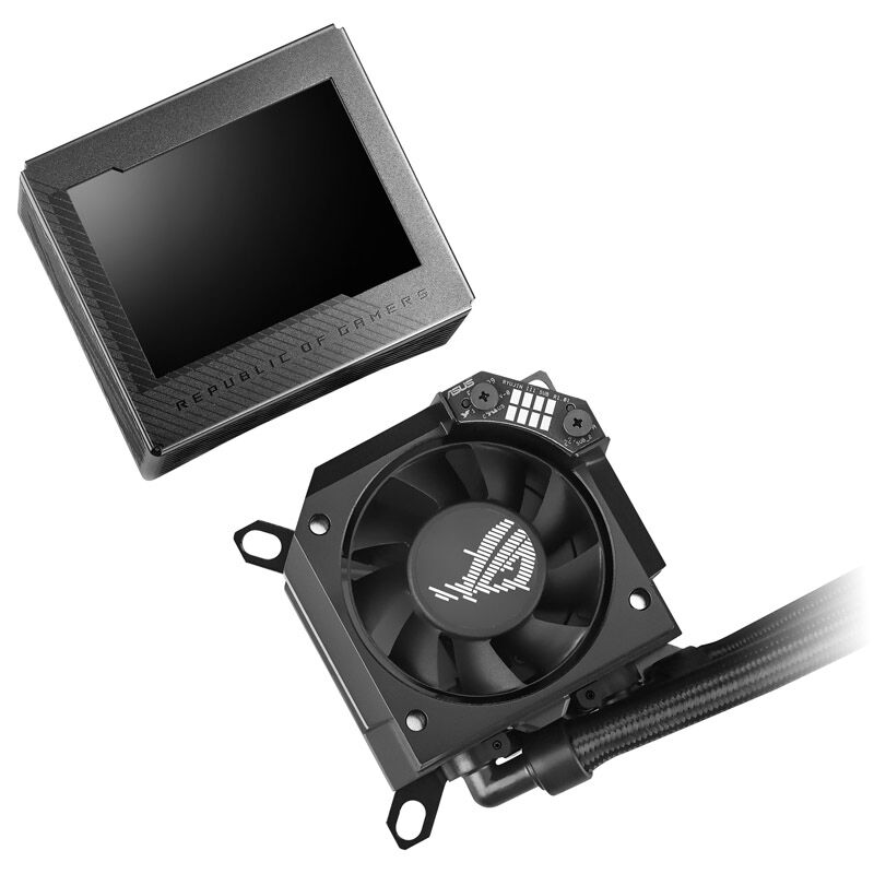 Nærbilde av ASUS ROG Ryujin III 240 ARGB AIO vannkjøling vifte