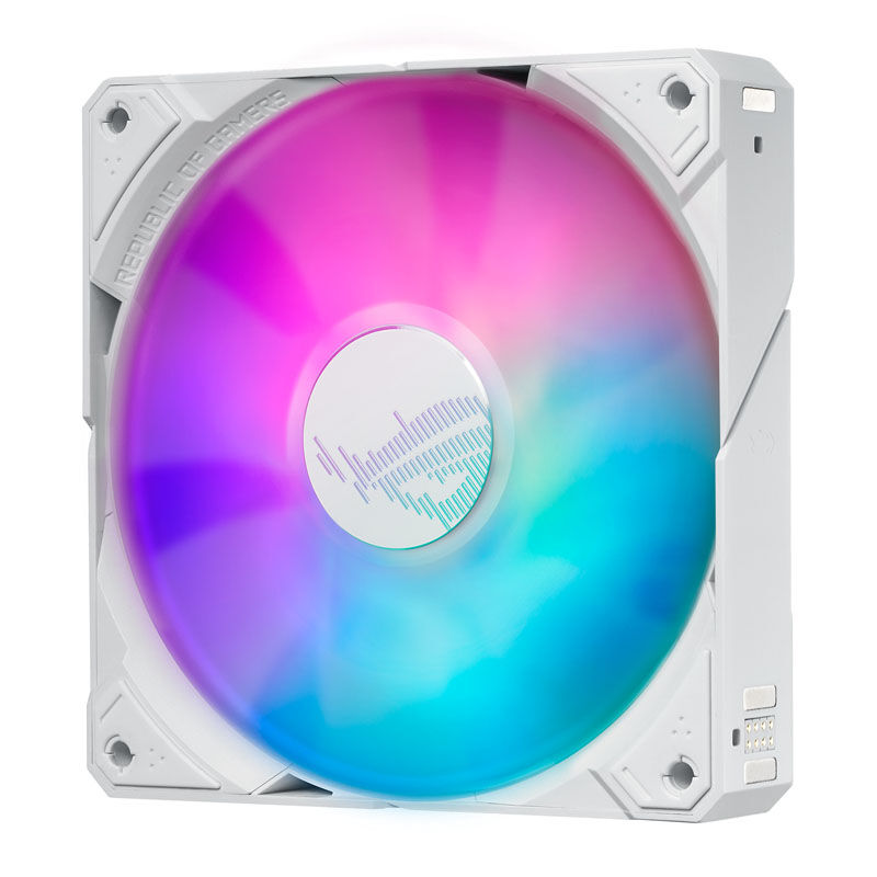 Magnetisk sammenkobling av vifter på ASUS ROG Ryujin III 240 ARGB AIO vannkjøling hvit