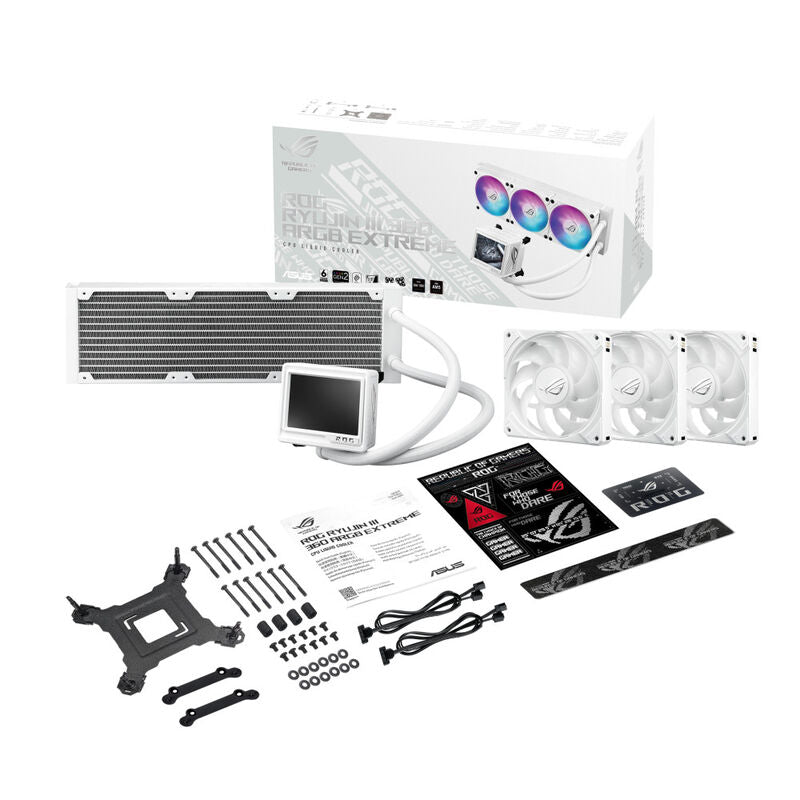 ASUS ROG Ryujin III 360 ARGB Extreme AIO vannkjøling hvit vifte detalj