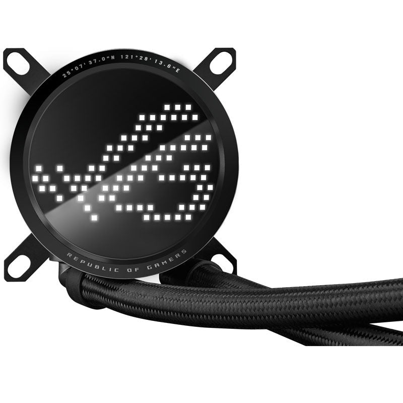 Nærbilde av ARGB-vifte på ASUS ROG Ryuo III 240 ARGB AIO