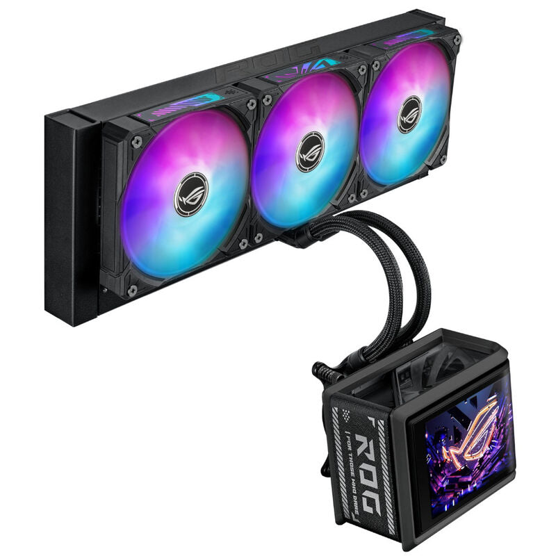 ASUS ROG Ryuo IV SLC 360 ARGB AIO vannkjøling nærbilde av radiator
