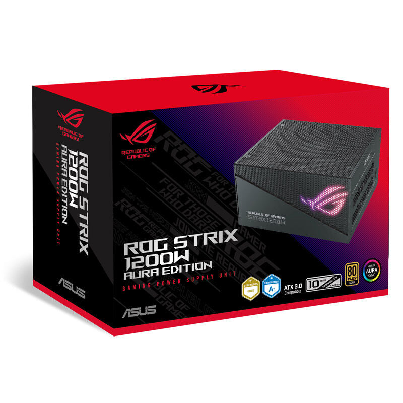 ASUS ROG Strix 1200W Gold Aura Edition pakket og klar til bruk