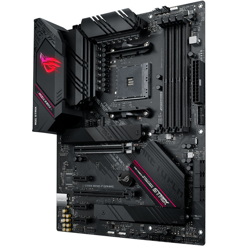 ASUS ROG Strix B550-F Gaming hovedkort med synlig RGB-belysning