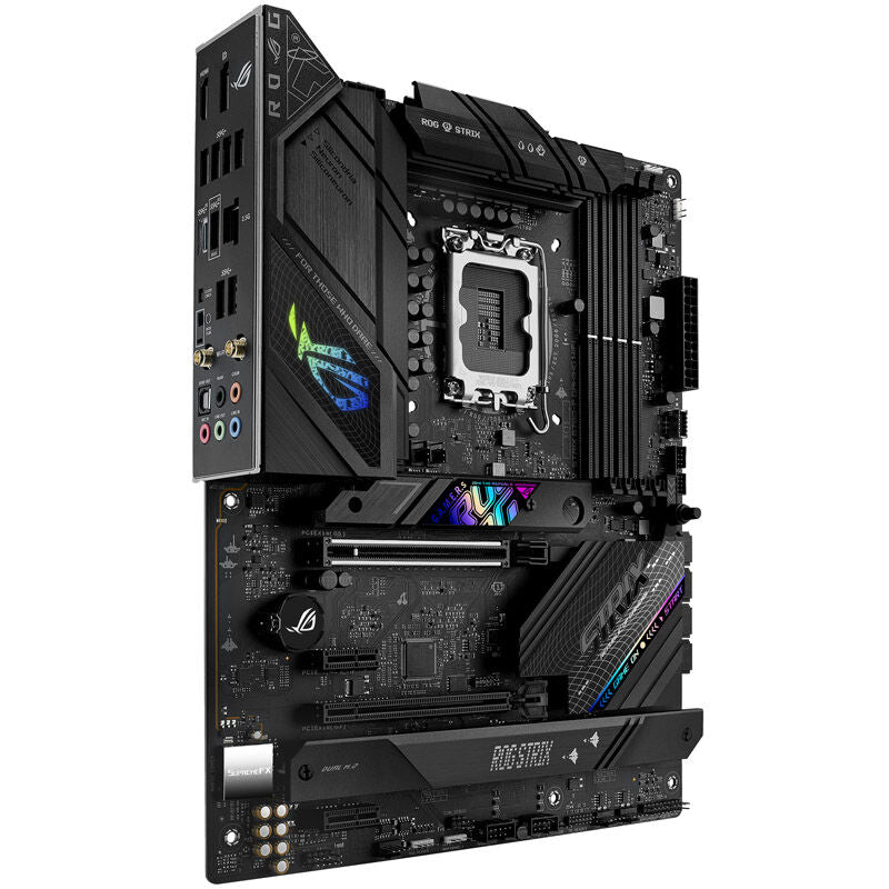 Baksiden av ASUS ROG Strix B760-F Gaming WiFi hovedkort