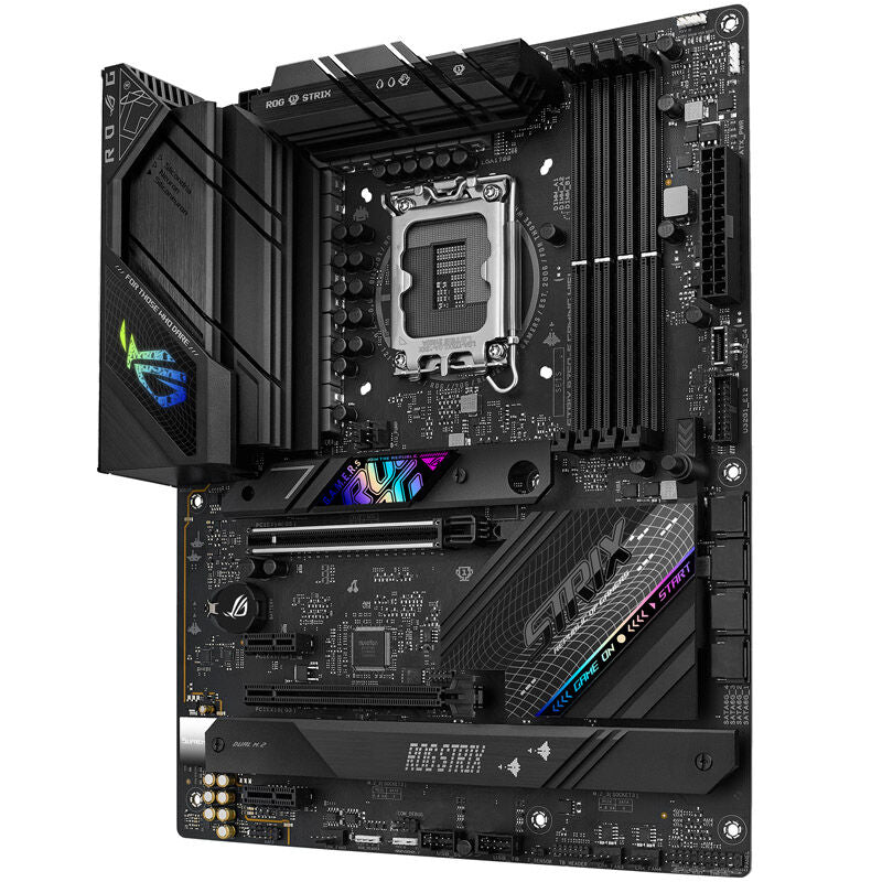 Nærbilde av ASUS ROG Strix B760-F Gaming WiFi hovedkort minneplasser