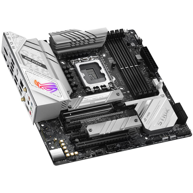 Bakside av ASUS ROG Strix B760-G Gaming WiFi hovedkort