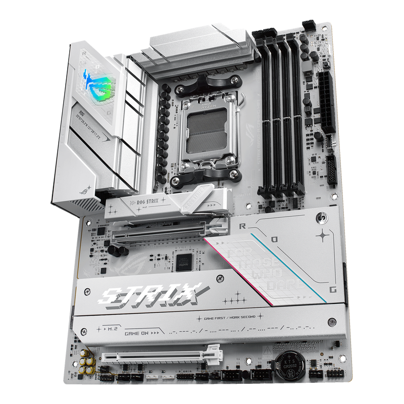 Nærbilde av RAM-spor på ASUS ROG Strix B850-A Gaming WiFi