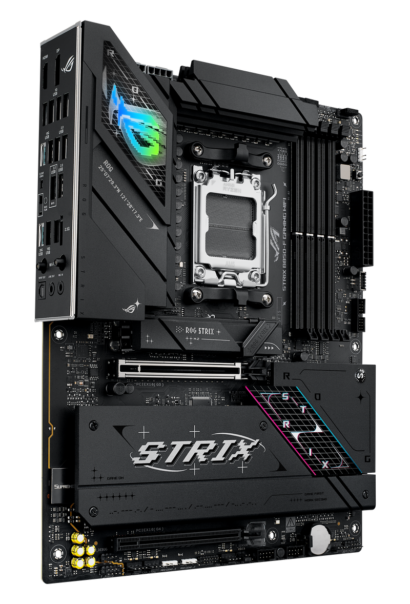 Montert ASUS ROG Strix B850-F Gaming WiFi hovedkort i PC