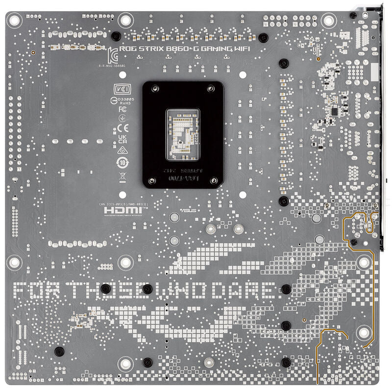 ASUS ROG Strix B860-G Gaming WiFi hovedkort mATX DDR5 hvit koblingspanel