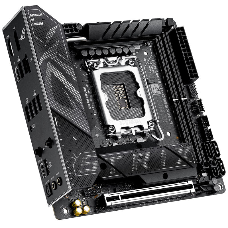 Bakside av ASUS ROG Strix B860-I Gaming WiFi hovedkort