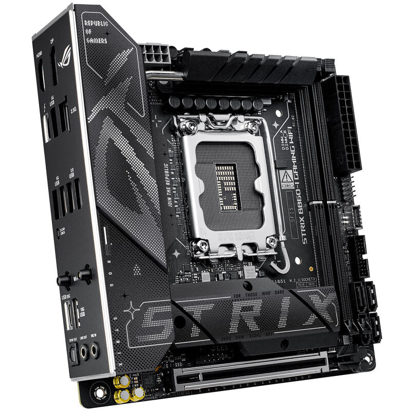 Detalj av ASUS ROG Strix B860-I Gaming WiFi hovedkort kjøling