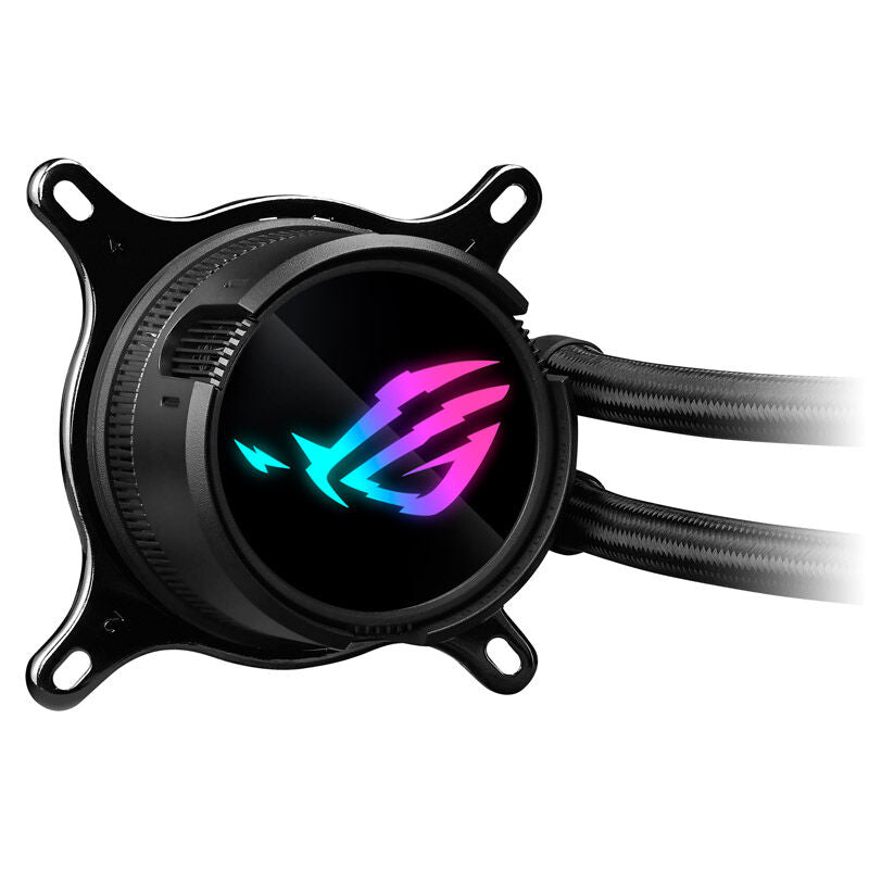 ASUS ROG Strix LC III 360 AIO vannkjøling nærbilde av pumpe