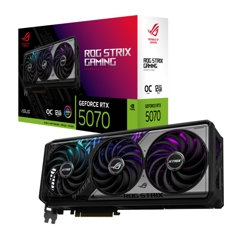 ASUS ROG Strix RTX 5070 OC grafikkort forfra