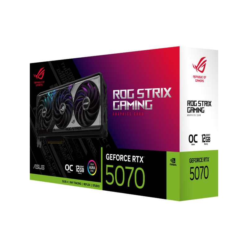 ASUS ROG Strix RTX 5070 OC grafikkort bakside
