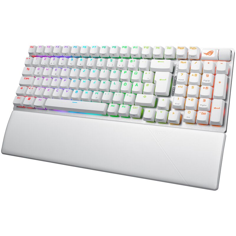 ASUS ROG Strix Scope II 96 trådløs gamingtastatur RGB hvit forfra