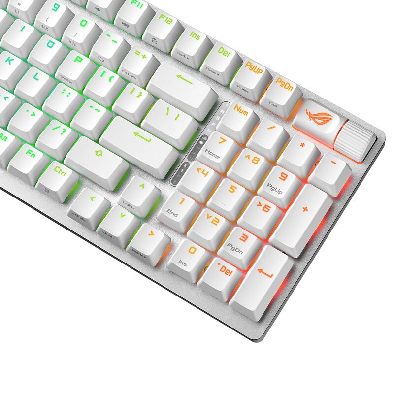 Montert ASUS ROG Strix Scope II 96 trådløs gamingtastatur RGB hvit på skrivebord
