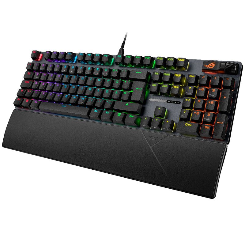 ASUS ROG Strix Scope II gamingtastatur RGB ROG NX Snow svart forfra