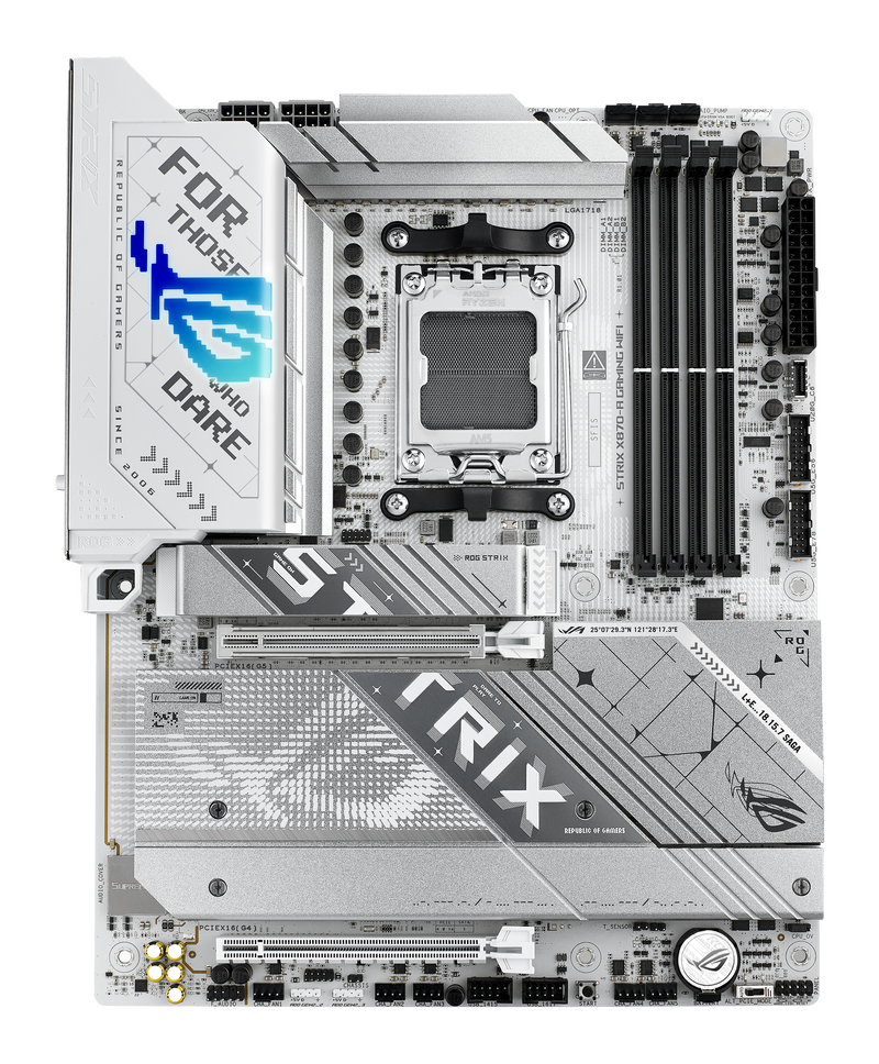 Bakside av ASUS ROG Strix X870-A Gaming WiFi hovedkort