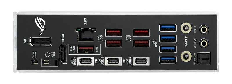Detalj av ASUS ROG Strix X870-F Gaming WiFi hovedkort med RAM slots