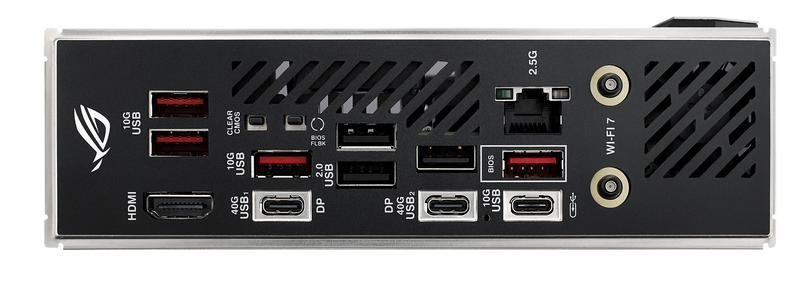 ASUS ROG Strix X870-I Gaming WiFi hovedkort montert i PC-kabinett